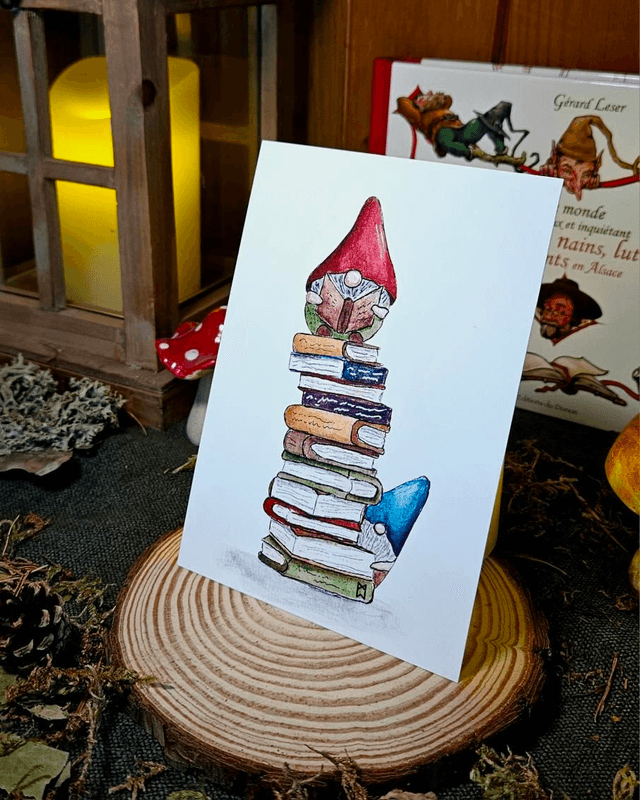 Carte Postale - Gnomes Lecteurs