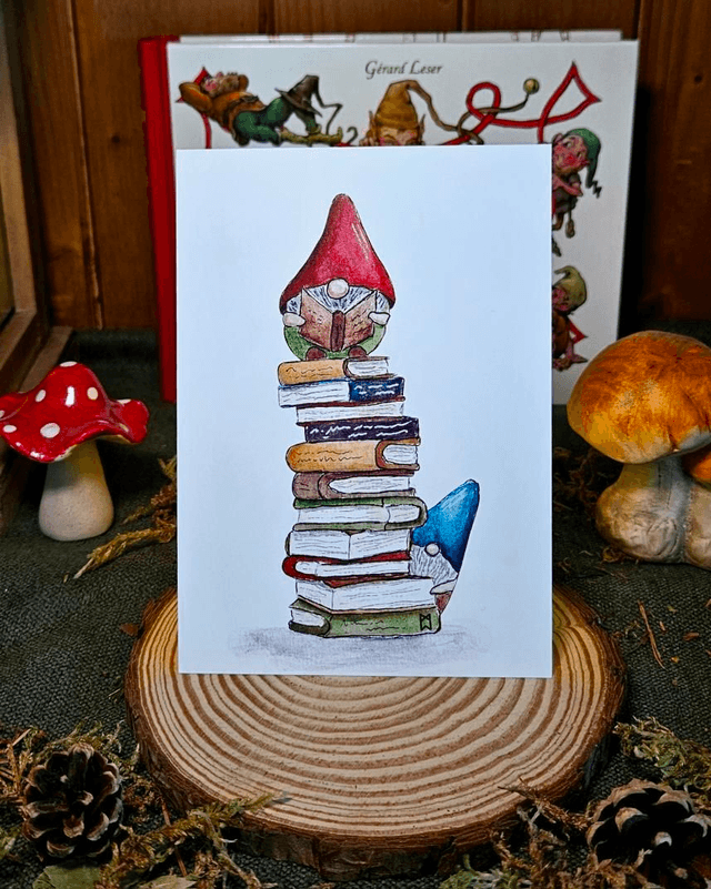 Carte Postale - Gnomes Lecteurs